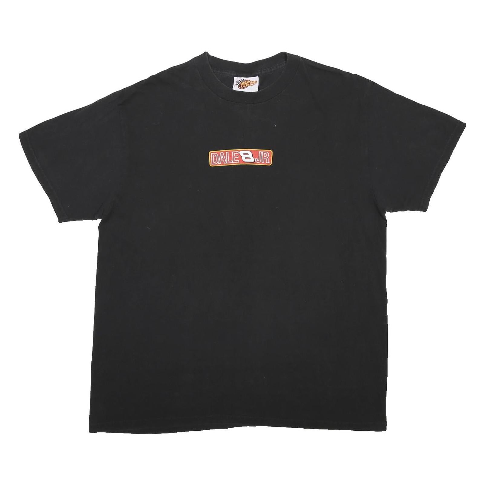 WINNER'S CIRCLE Mens Black Dale 8 Jr Graphic T-Shirt L Short Sleeve Crew Neck
