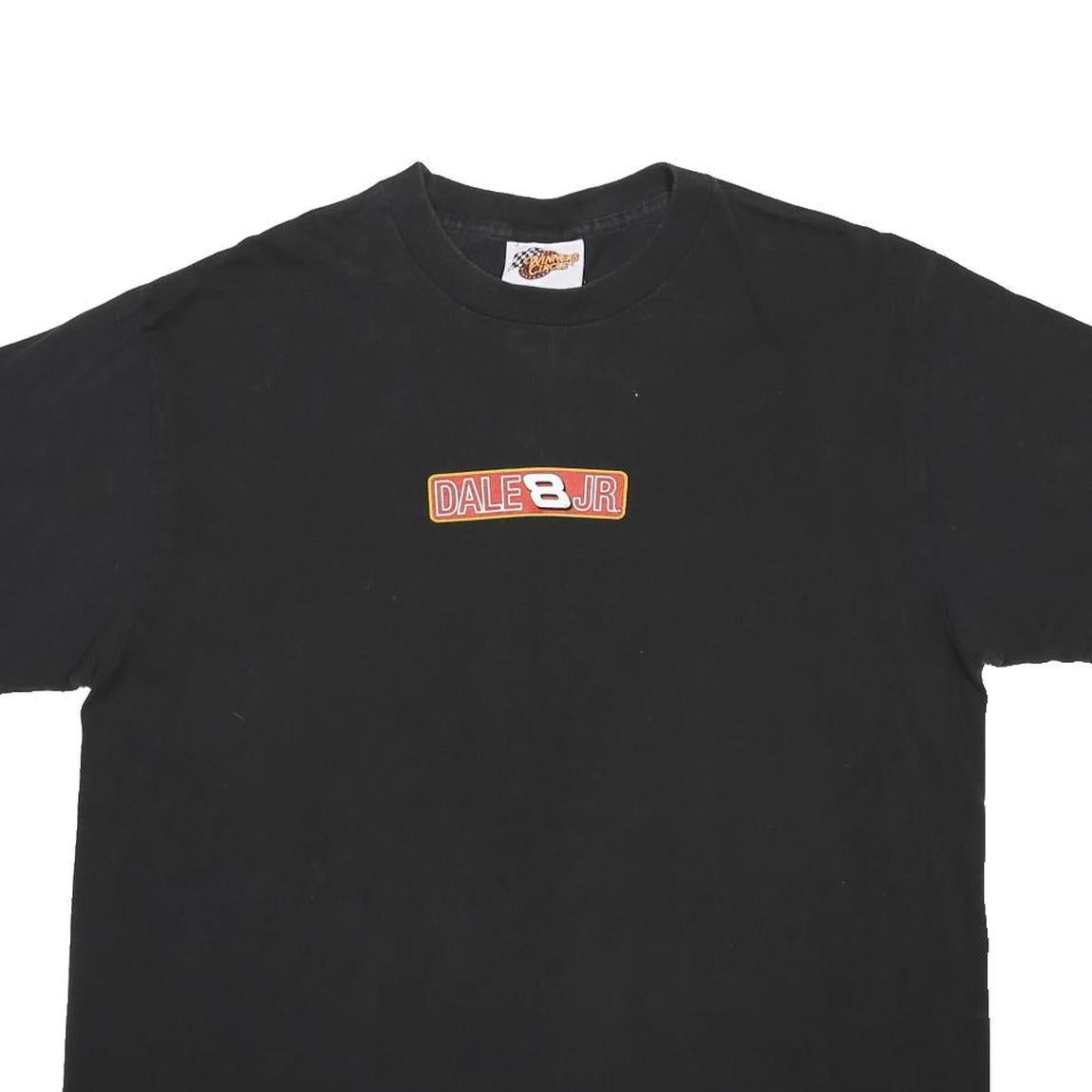 WINNER'S CIRCLE Mens Black Dale 8 Jr Graphic T-Shirt L Short Sleeve Crew Neck