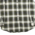 LL BEAN Mens Green & Grey Plaid Cotton Shirt L Button-Down Casual Long Sleeve