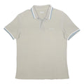 LOTTO Mens Beige Polo Shirt L Cotton Basic Short Sleeve Striped Collar