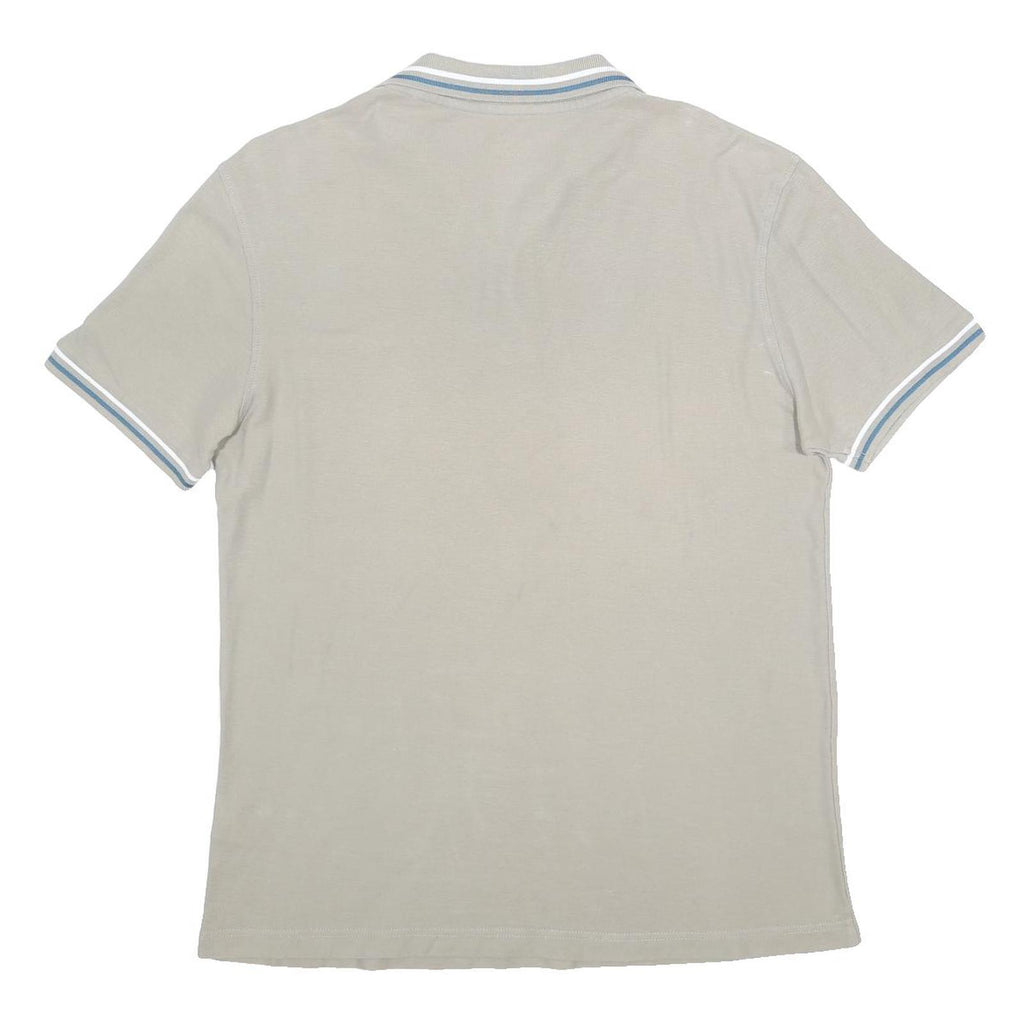 LOTTO Mens Beige Polo Shirt L Cotton Basic Short Sleeve Striped Collar