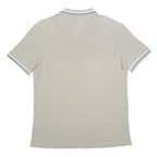 LOTTO Mens Beige Polo Shirt L Cotton Basic Short Sleeve Striped Collar