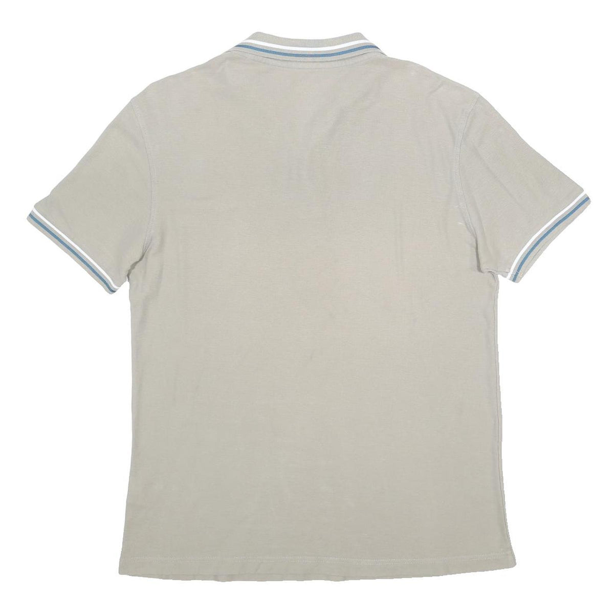 LOTTO Mens Beige Polo Shirt L Cotton Basic Short Sleeve Striped Collar
