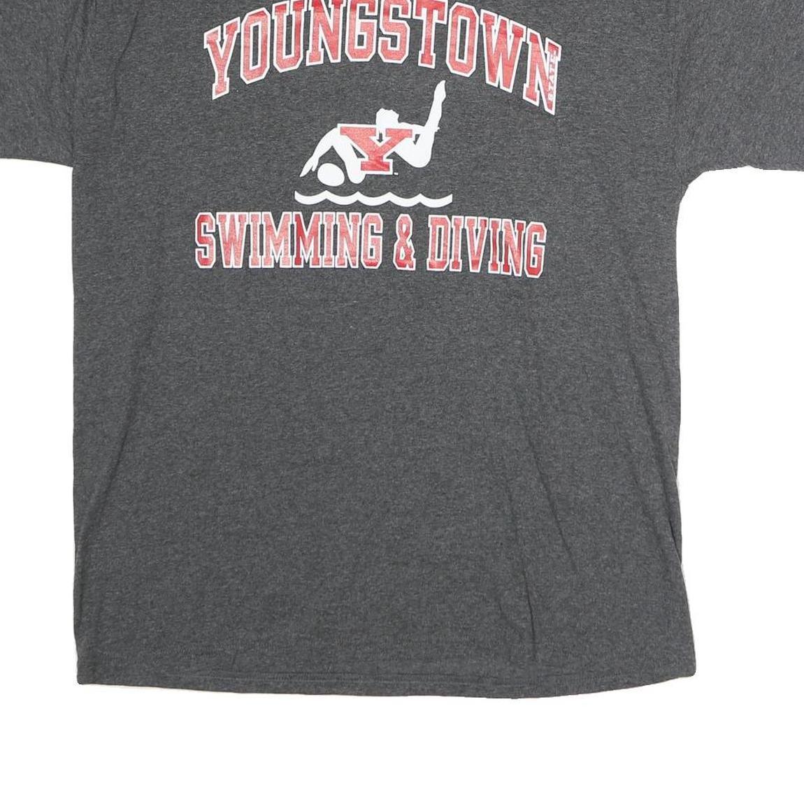 CHAMPION Mens Grey Youngstown Swimming & Diving Graphic T-Shirt L Short Sleeve