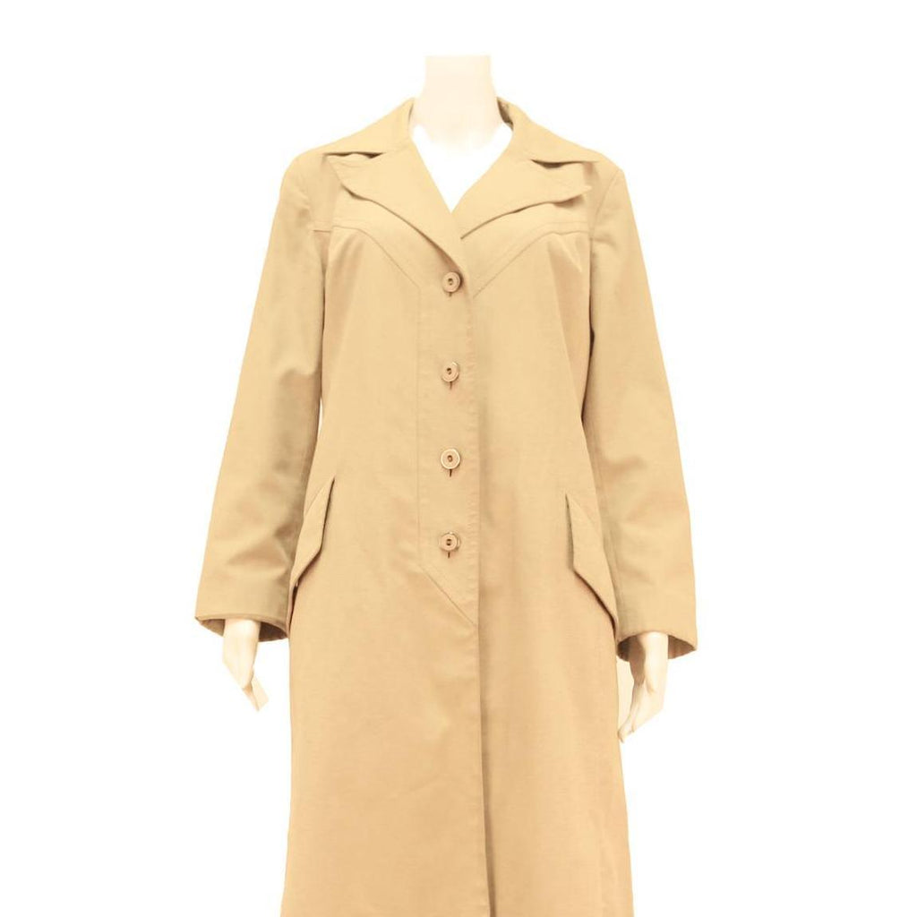Womens Beige Cotton Blend Button Jacket L Classic Plain Lightweight