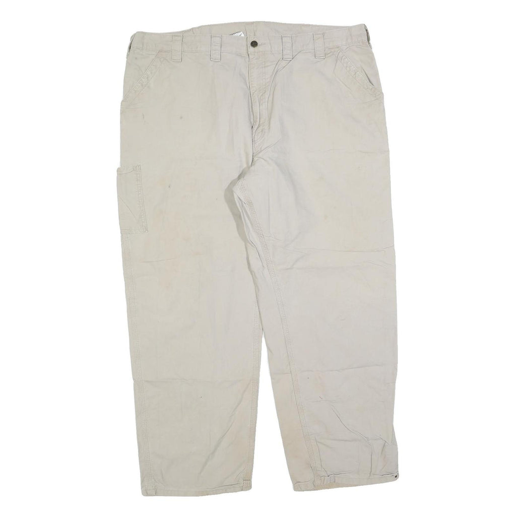 CARHARTT Mens Cotton Blend Beige Loose Tapered Trousers W46 L32 Workwear Utility
