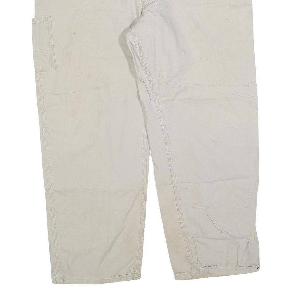 CARHARTT Mens Cotton Blend Beige Loose Tapered Trousers W46 L32 Workwear Utility