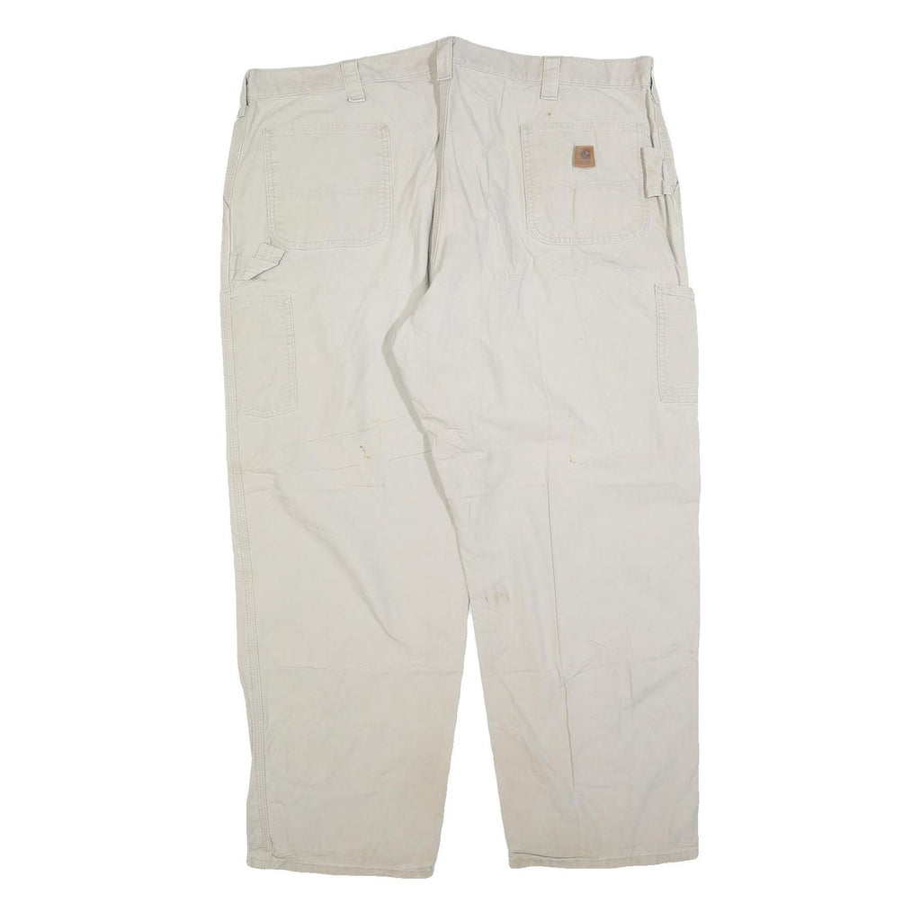 CARHARTT Mens Cotton Blend Beige Loose Tapered Trousers W46 L32 Workwear Utility