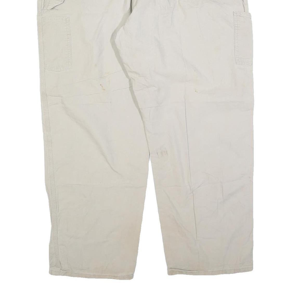CARHARTT Mens Cotton Blend Beige Loose Tapered Trousers W46 L32 Workwear Utility