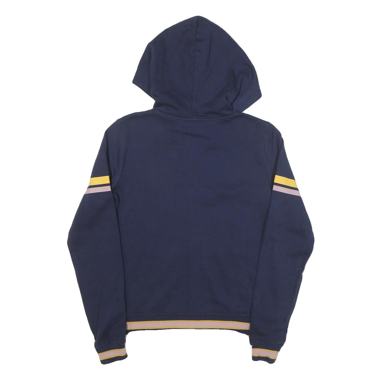 TRUE RELIGION Womens Navy Blue & Yellow Zip Up Hoodie XS Casual Cotton Blend