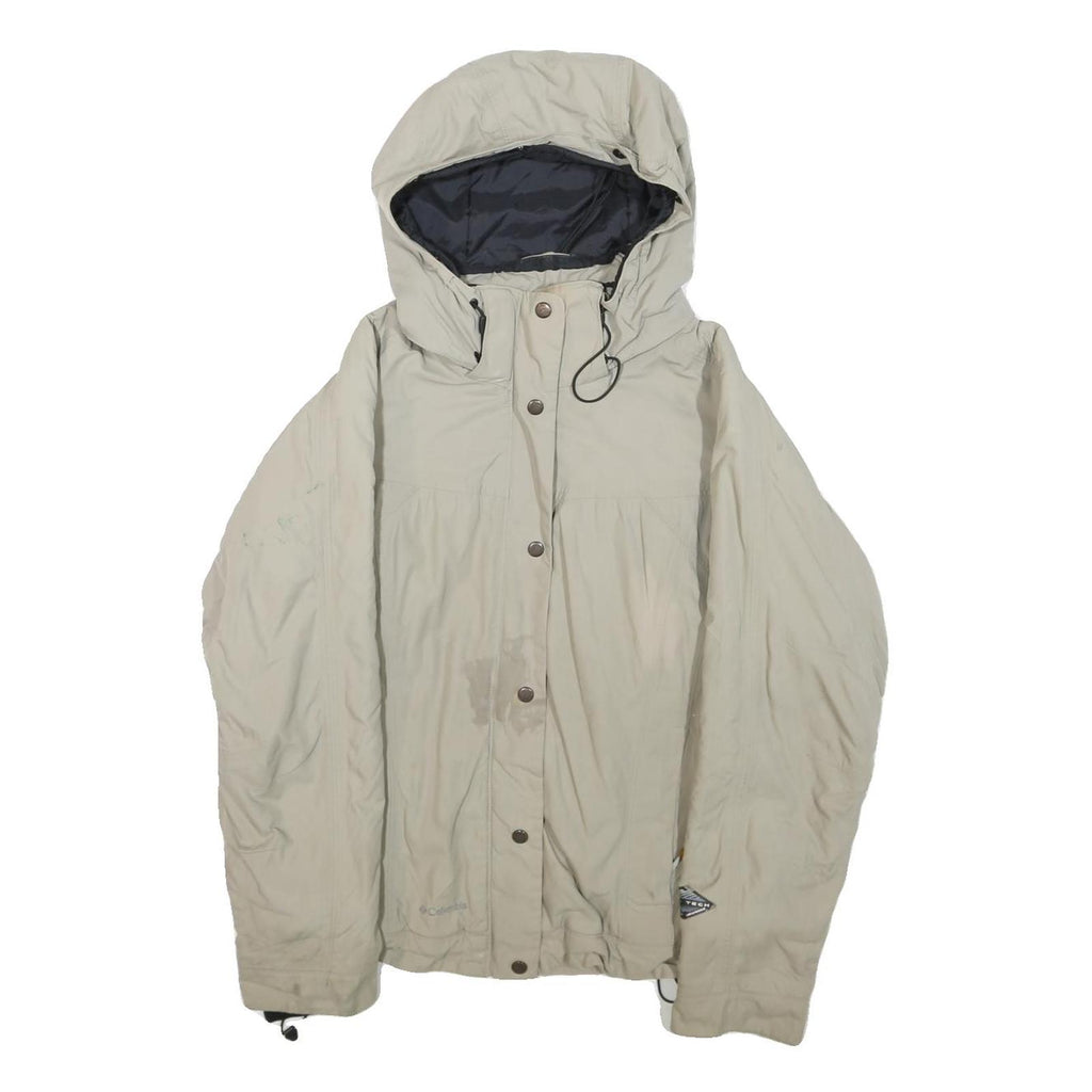 COLUMBIA Womens Beige Outdoor Jacket L Polyamide Plain Lightweight Waterproof