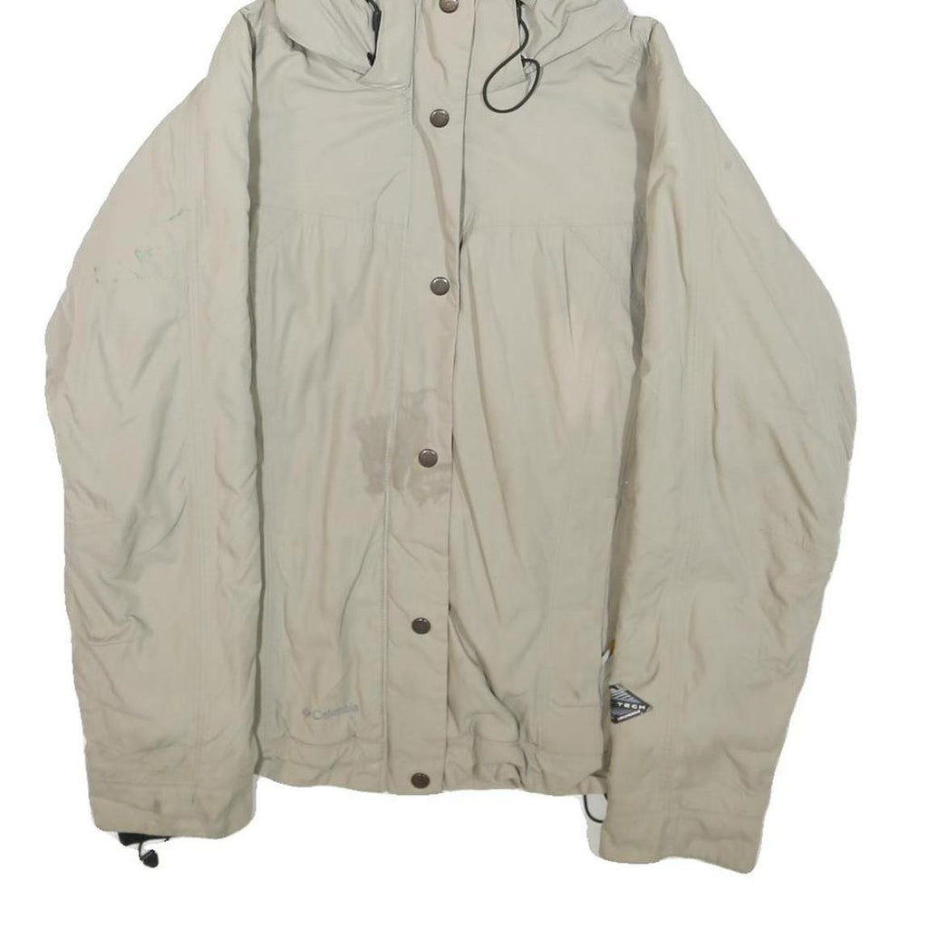 COLUMBIA Womens Beige Outdoor Jacket L Polyamide Plain Lightweight Waterproof
