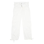 YES OR NO Womens White Cotton Blend Regular Fit Cargo Trousers W34 L32 Snap