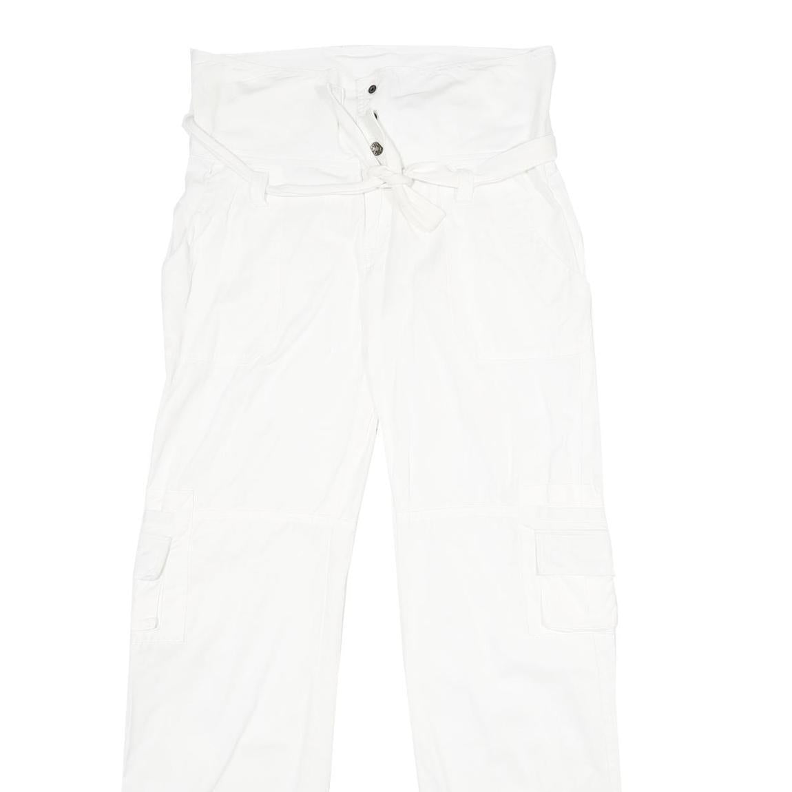 YES OR NO Womens White Cotton Blend Regular Fit Cargo Trousers W34 L32 Snap