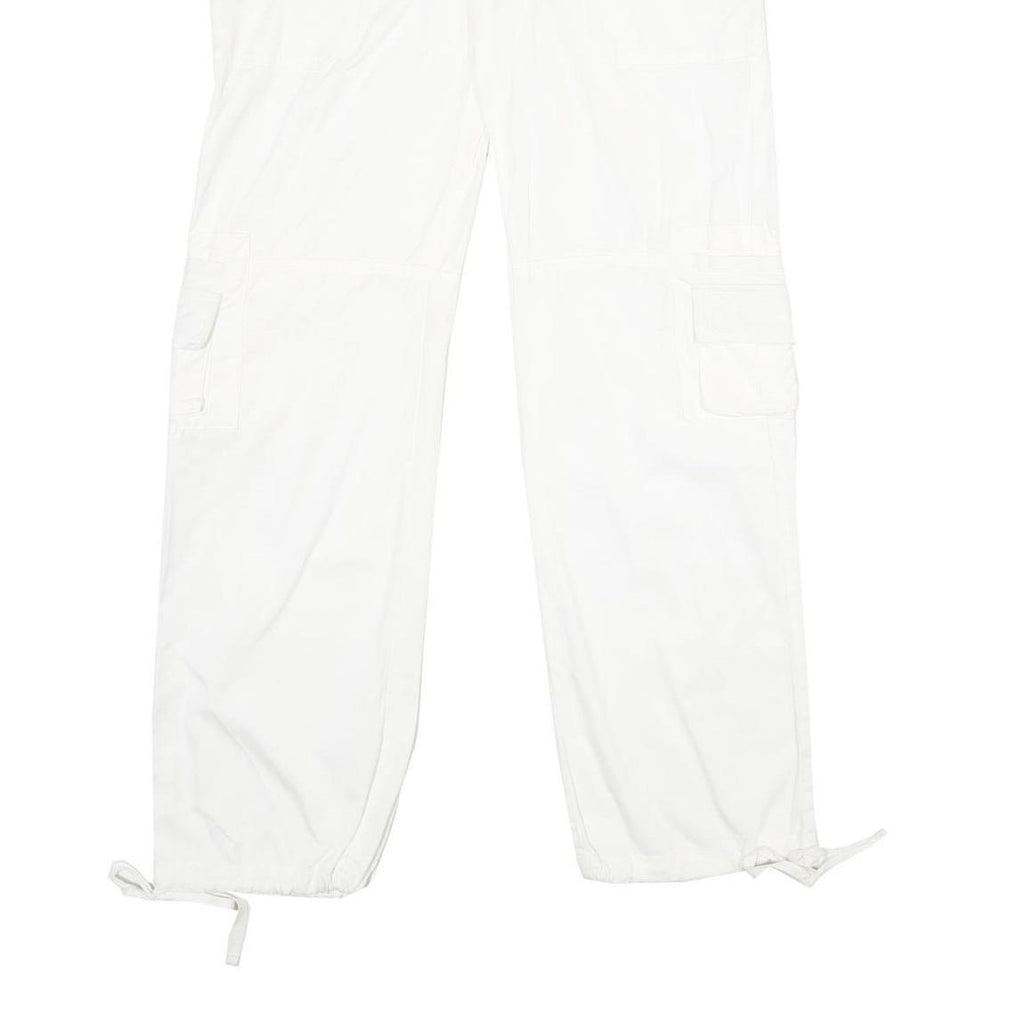 YES OR NO Womens White Cotton Blend Regular Fit Cargo Trousers W34 L32 Snap