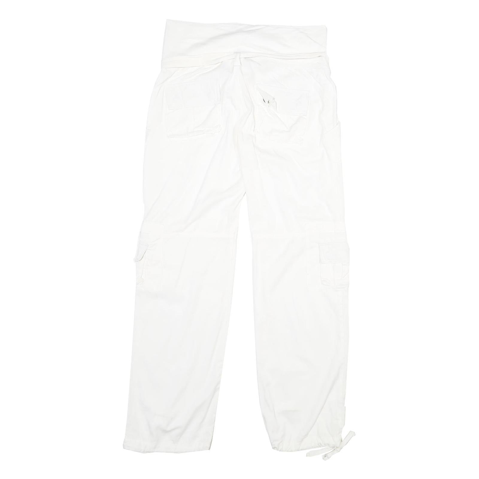 YES OR NO Womens White Cotton Blend Regular Fit Cargo Trousers W34 L32 Snap