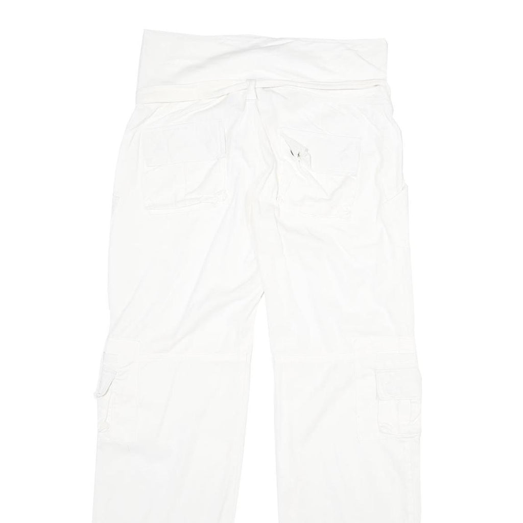 YES OR NO Womens White Cotton Blend Regular Fit Cargo Trousers W34 L32 Snap