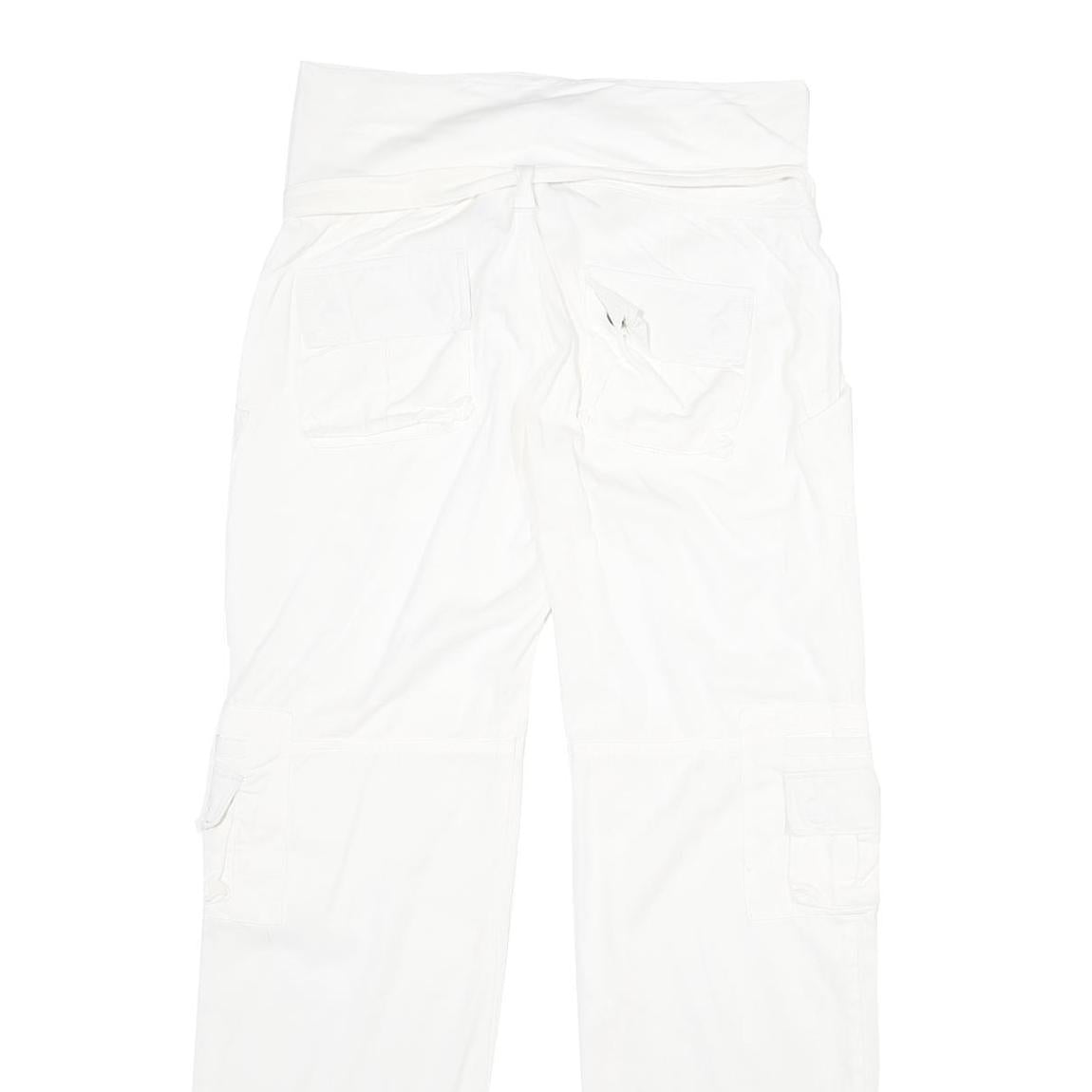 YES OR NO Womens White Cotton Blend Regular Fit Cargo Trousers W34 L32 Snap