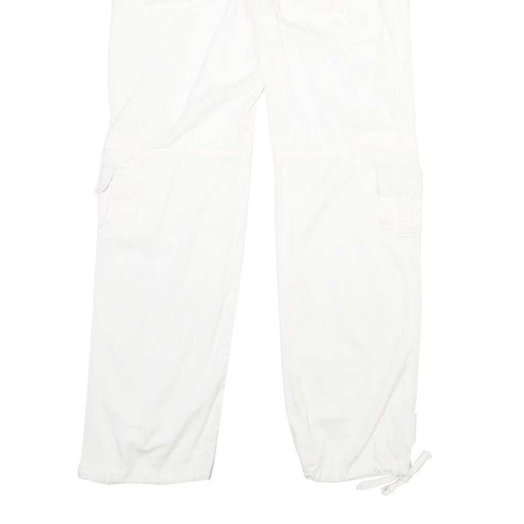 YES OR NO Womens White Cotton Blend Regular Fit Cargo Trousers W34 L32 Snap