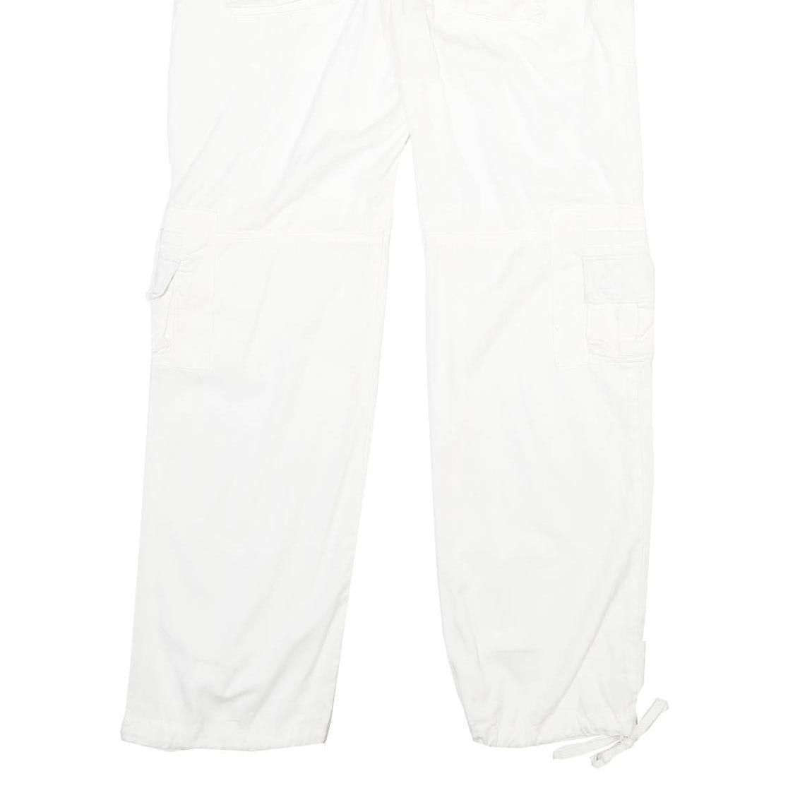 YES OR NO Womens White Cotton Blend Regular Fit Cargo Trousers W34 L32 Snap