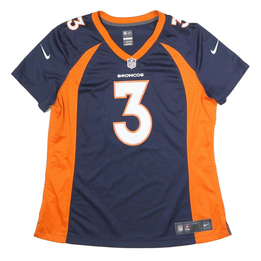 NIKE Womens Blue & Orange Denver Broncos Football Shirt XL Short Sleeve V-Neck