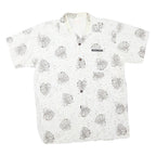 ISLAND EXPRESSIONS Mens White & Brown Leaf Print Casual Shirt L Cotton Blend
