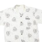 ISLAND EXPRESSIONS Mens White & Brown Leaf Print Casual Shirt L Cotton Blend
