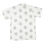 ISLAND EXPRESSIONS Mens White & Brown Leaf Print Casual Shirt L Cotton Blend