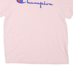 CHAMPION Mens Pink Cotton Blend T-Shirt M Short Sleeve Crew Neck Classic Logo