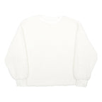 H&M Womens White Plain Crew Neck Jumper Basic Knit M Soft Comfortable Casual