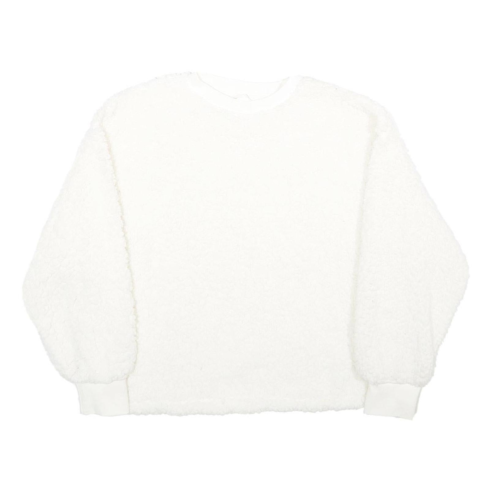 H&M Womens White Plain Crew Neck Jumper Basic Knit M Soft Comfortable Casual