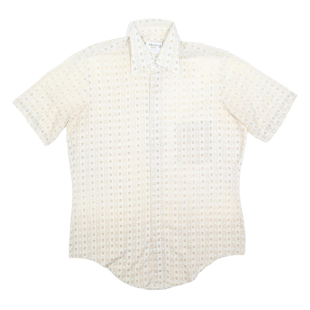 ARROW Mens Cream & Beige Patterned Short Sleeve Shirt L Summer Cotton Focus
