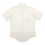 ARROW Mens Cream & Beige Patterned Short Sleeve Shirt L Summer Cotton Focus