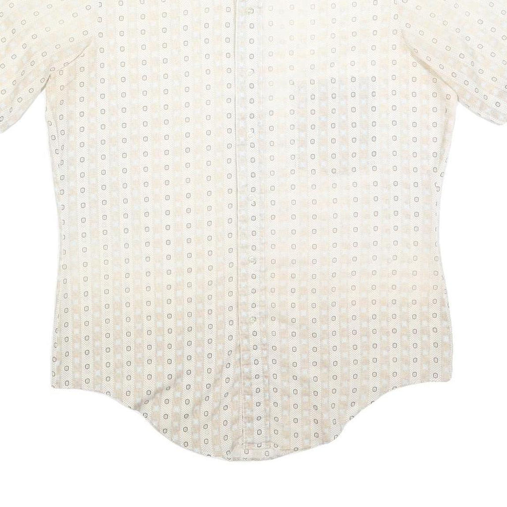 ARROW Mens Cream & Beige Patterned Short Sleeve Shirt L Summer Cotton Focus