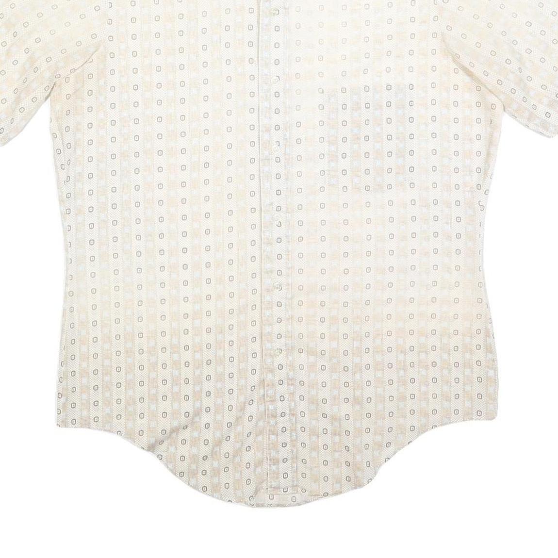 ARROW Mens Cream & Beige Patterned Short Sleeve Shirt L Summer Cotton Focus