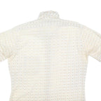 ARROW Mens Cream & Beige Patterned Short Sleeve Shirt L Summer Cotton Focus