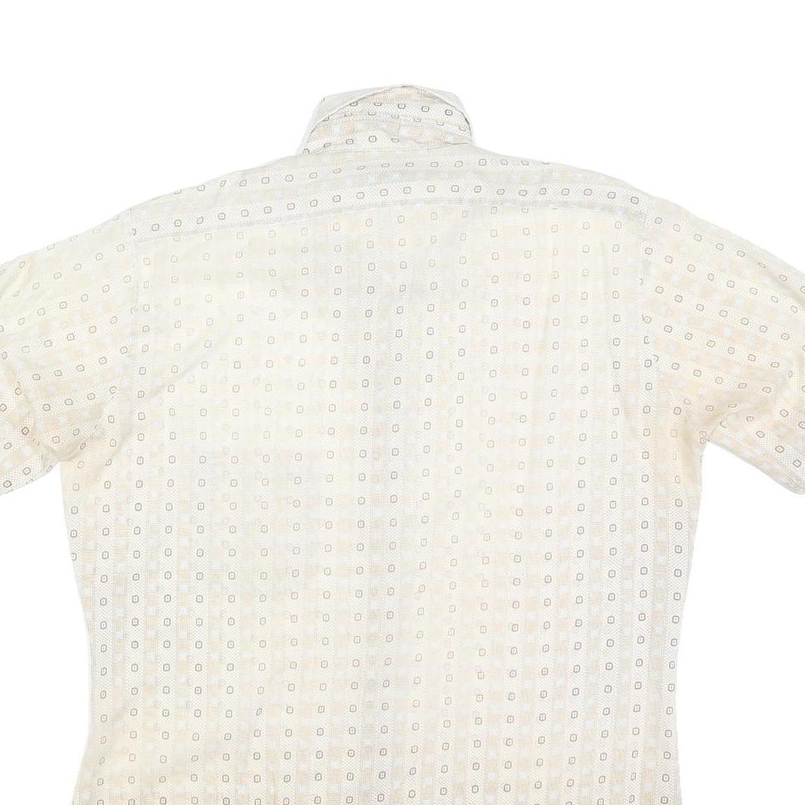ARROW Mens Cream & Beige Patterned Short Sleeve Shirt L Summer Cotton Focus