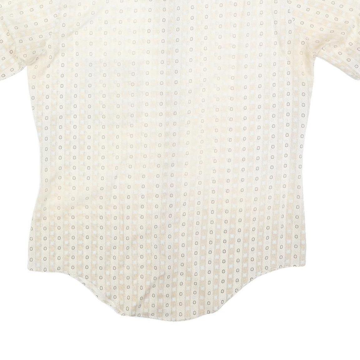 ARROW Mens Cream & Beige Patterned Short Sleeve Shirt L Summer Cotton Focus