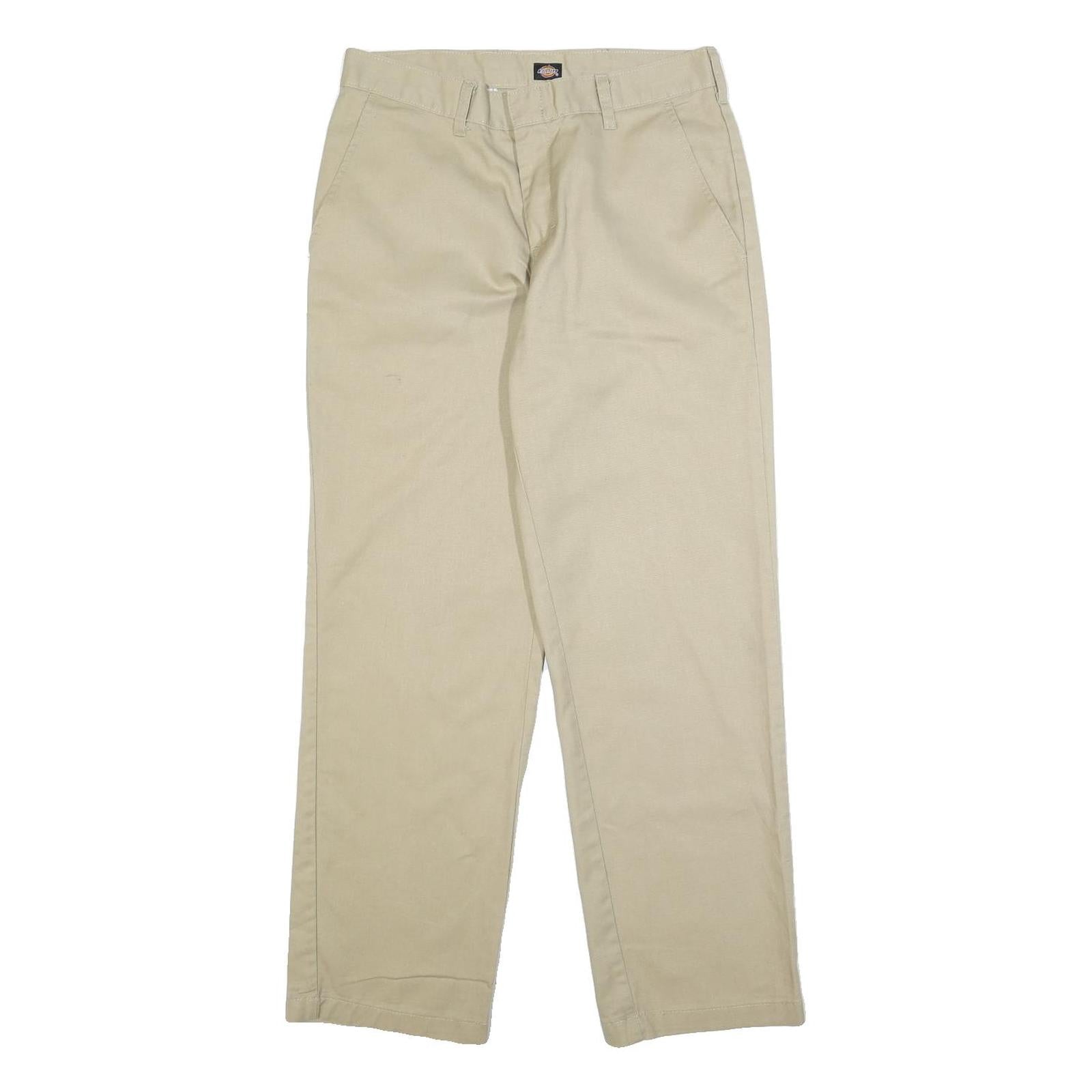 DICKIES Mens Beige Cotton Blend Regular Fit Straight Leg Trousers W29 L29