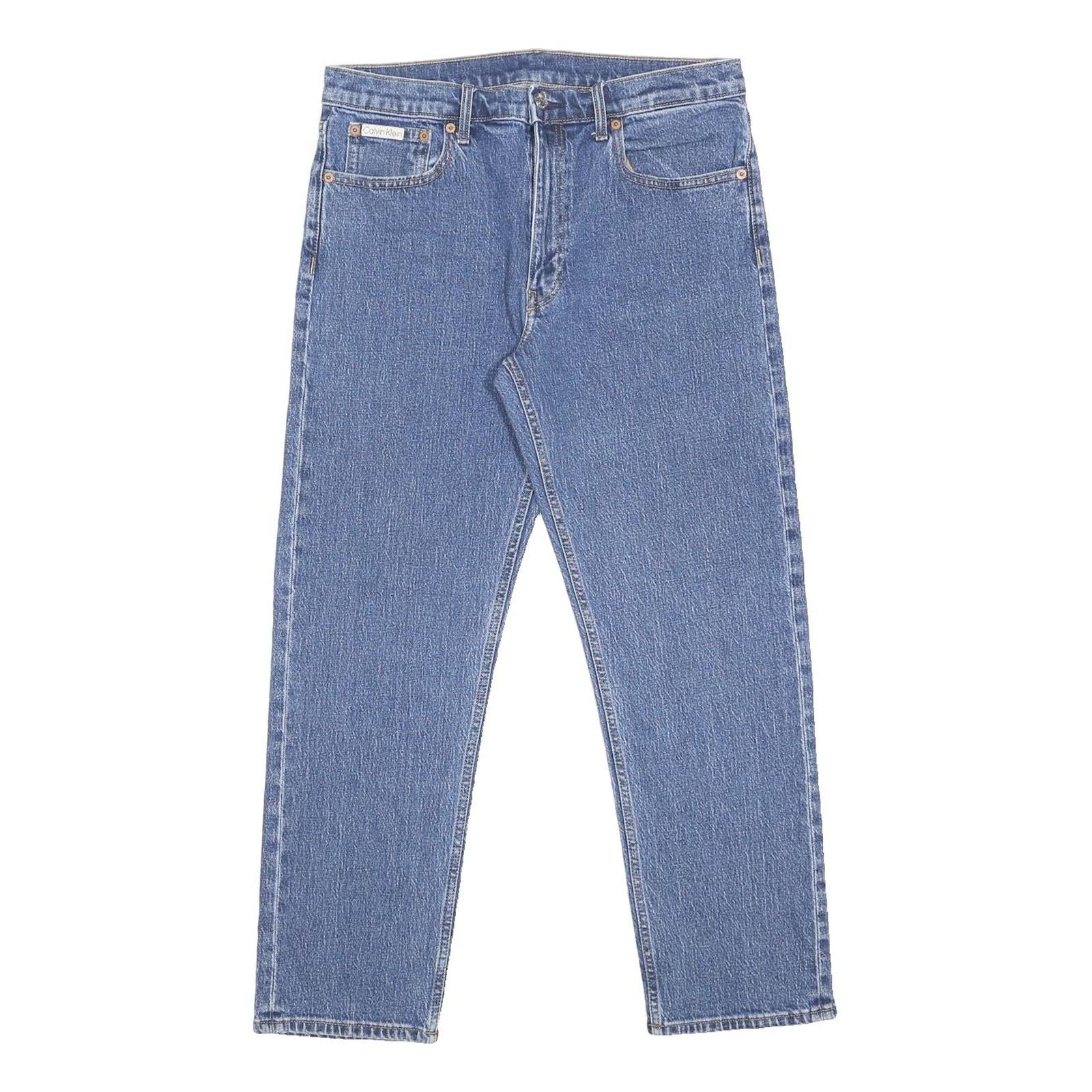 CALVIN KLEIN Womens Jeans Blue Regular Straight Denim Medium W32 L28 Zip Cotton