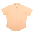 PRESSCOTT Mens Peach L Cotton Short Sleeve Shirt Classic Fit Button Collar