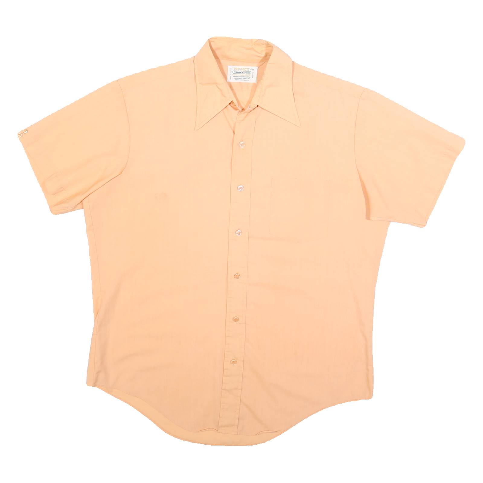 PRESSCOTT Mens Peach L Cotton Short Sleeve Shirt Classic Fit Button Collar