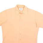 PRESSCOTT Mens Peach L Cotton Short Sleeve Shirt Classic Fit Button Collar