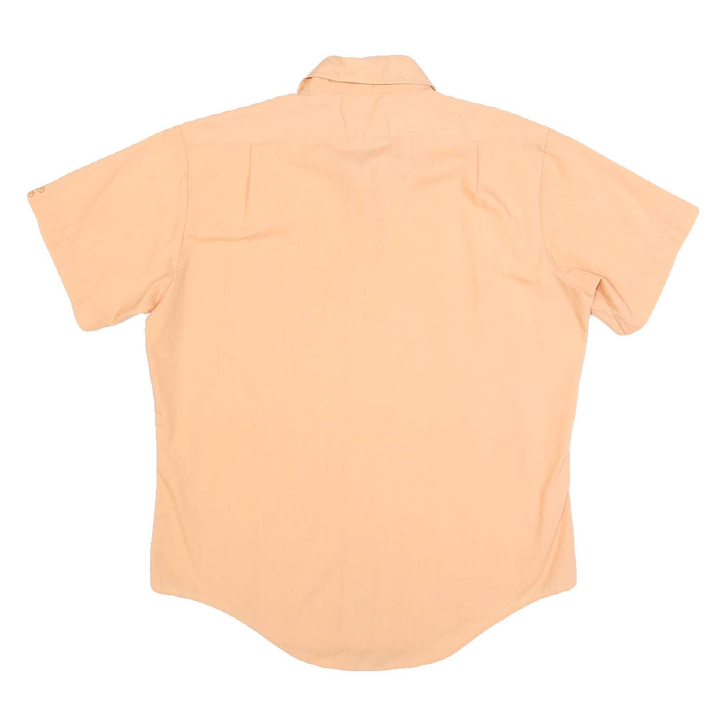 PRESSCOTT Mens Peach L Cotton Short Sleeve Shirt Classic Fit Button Collar