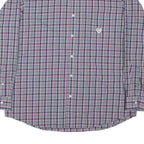 CHAPS Mens Blue & Purple Check Shirt L Button-Down Collar Long Sleeve Casual
