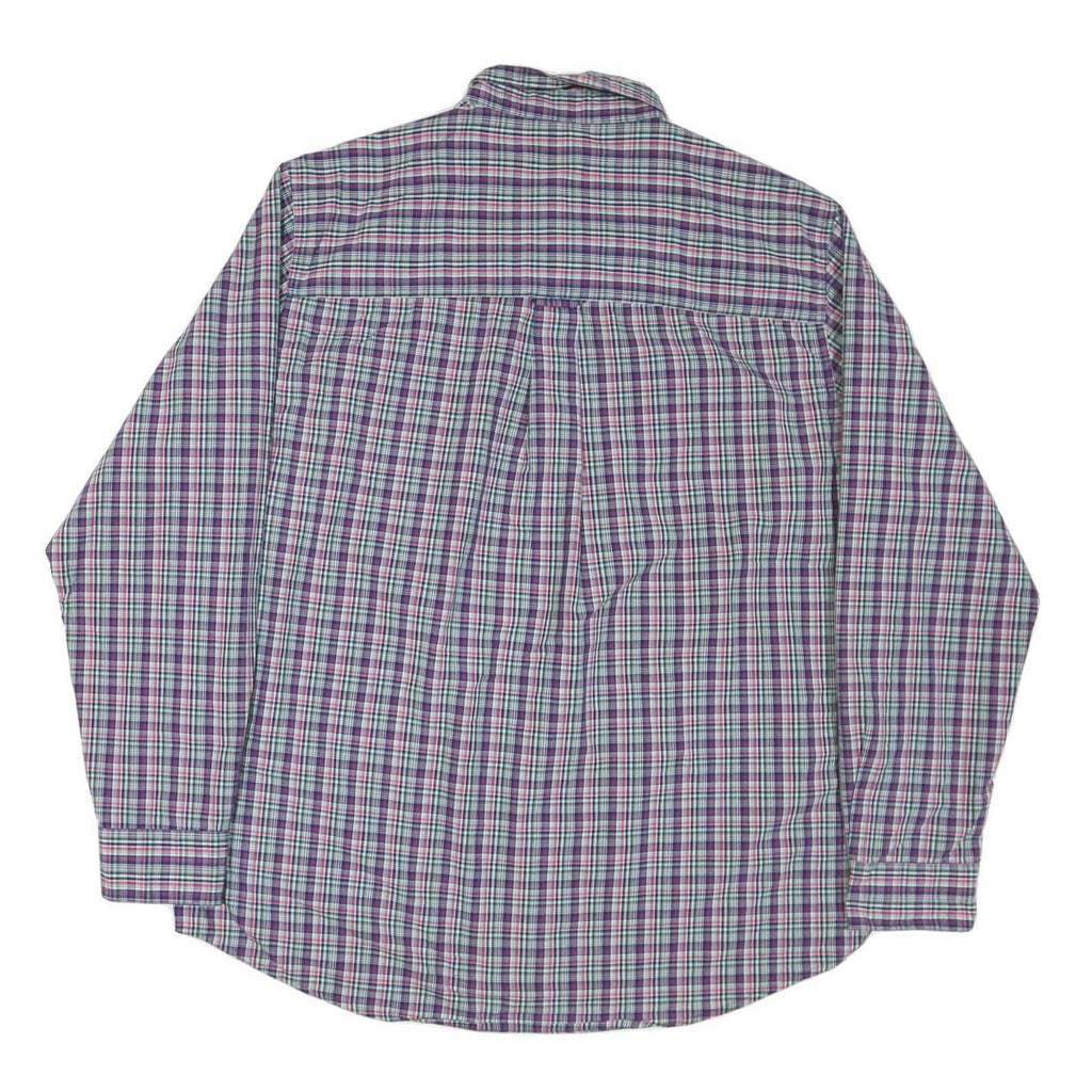 CHAPS Mens Blue & Purple Check Shirt L Button-Down Collar Long Sleeve Casual
