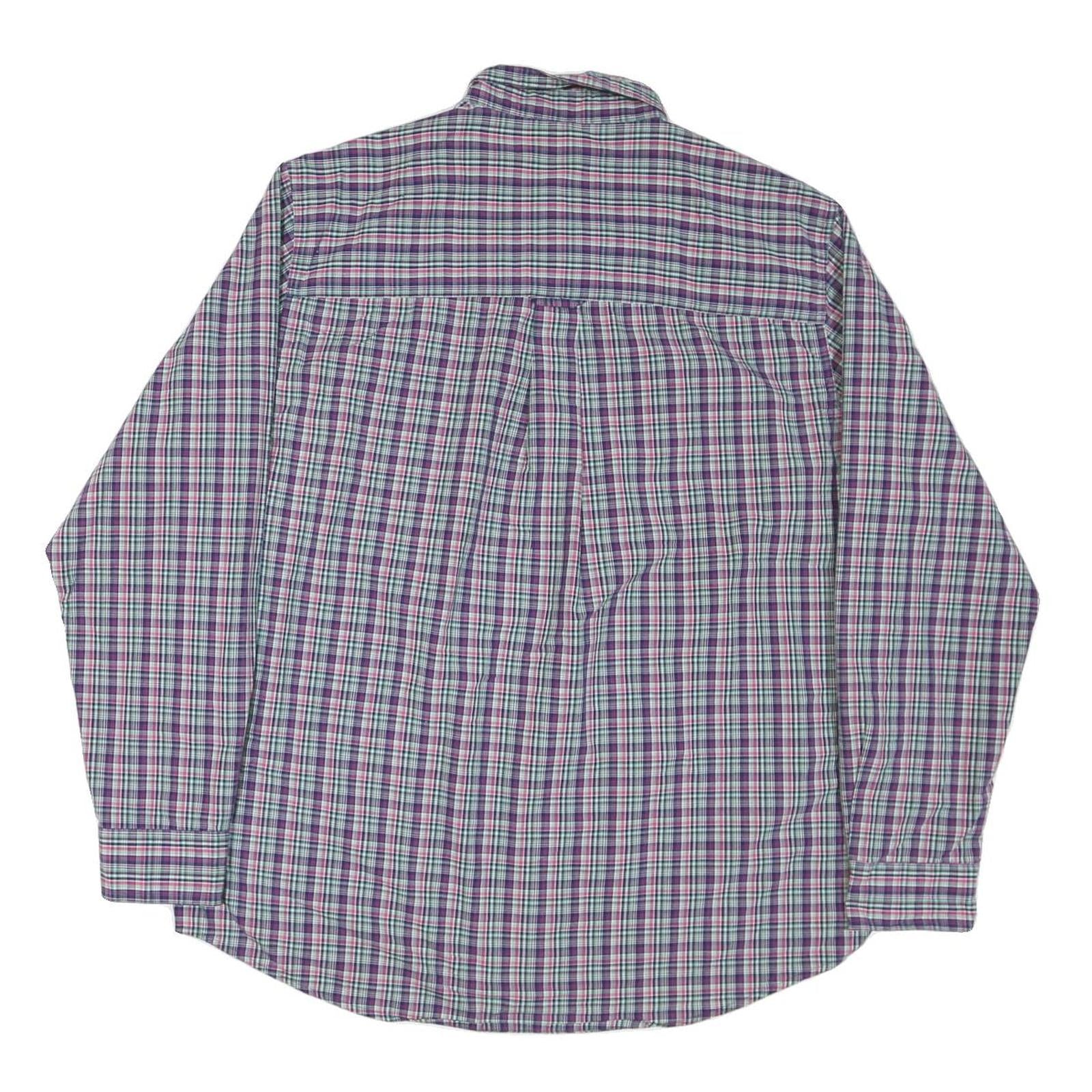 CHAPS Mens Blue & Purple Check Shirt L Button-Down Collar Long Sleeve Casual