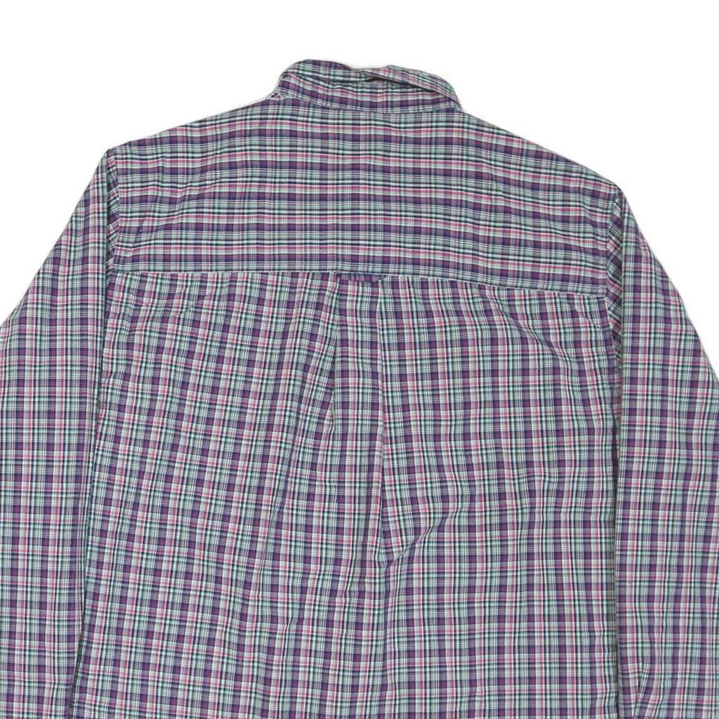 CHAPS Mens Blue & Purple Check Shirt L Button-Down Collar Long Sleeve Casual