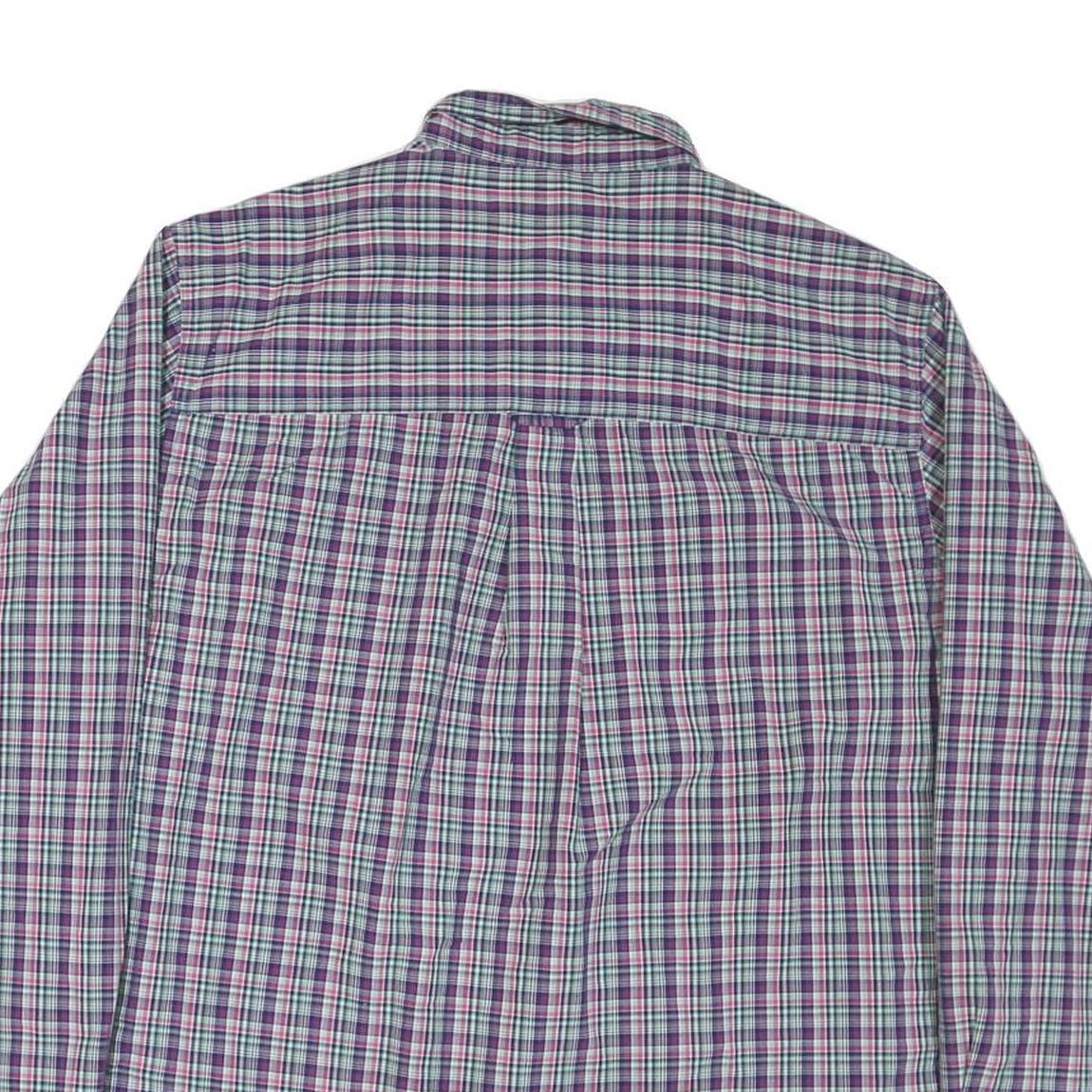 CHAPS Mens Blue & Purple Check Shirt L Button-Down Collar Long Sleeve Casual