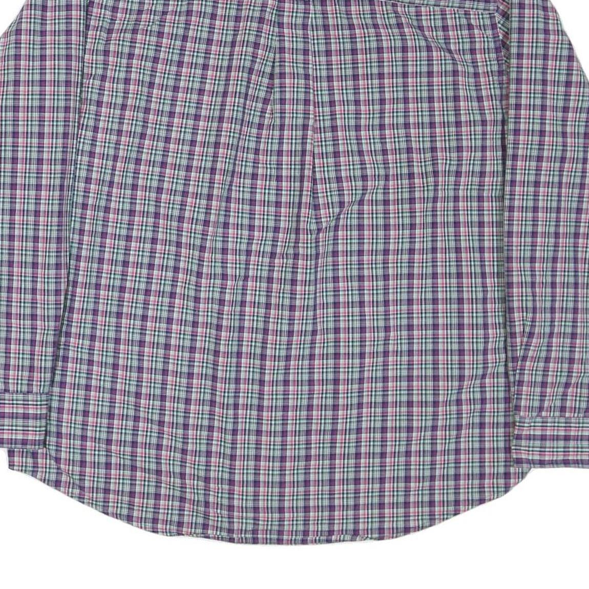 CHAPS Mens Blue & Purple Check Shirt L Button-Down Collar Long Sleeve Casual